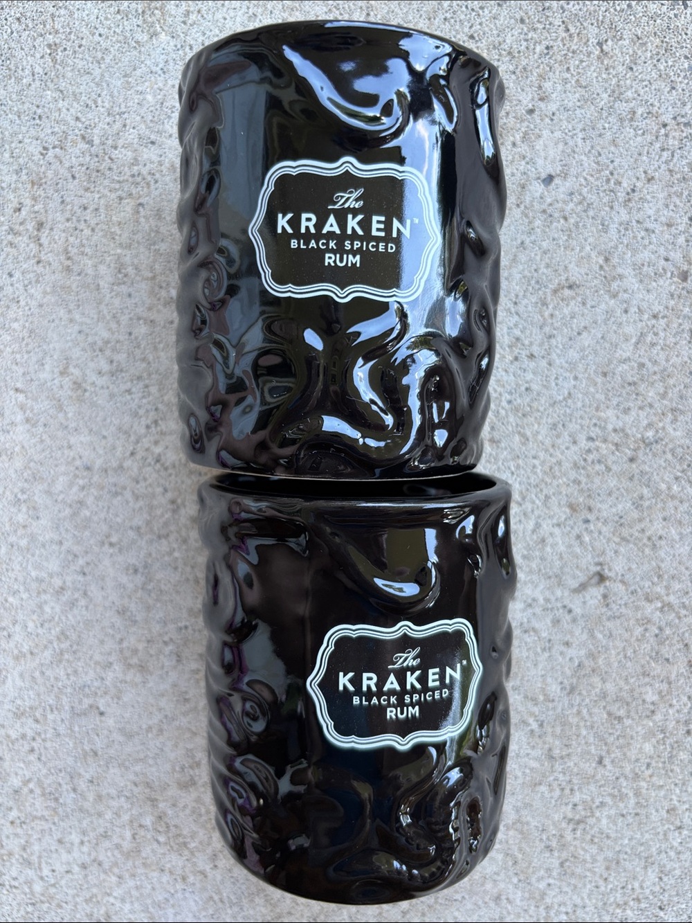 PAIR The Kraken Spiced Rum Black Tiki Octopus Mug Tumbler